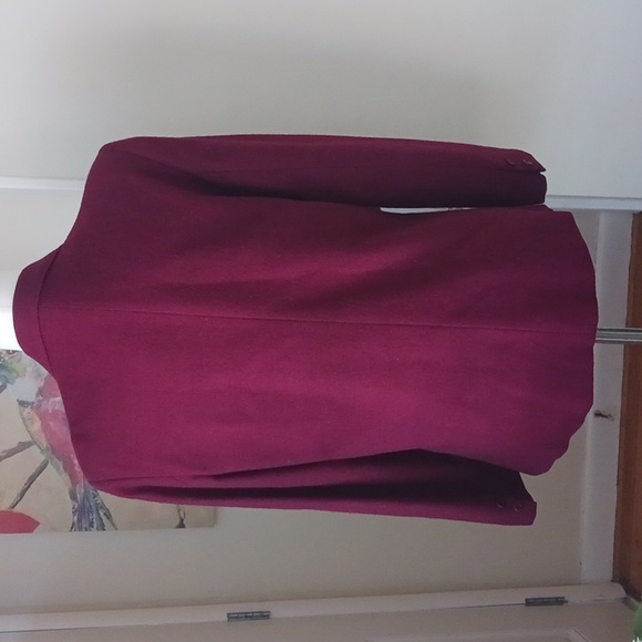 F.S.A. Collection blazer jacket notched collar v-neck long sleeve burgundy 12 - Picture 5 of 9